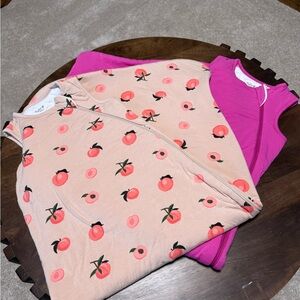 Kyte BABY Peach Print and Fuchsia Sleeveless Tops - Set of 2